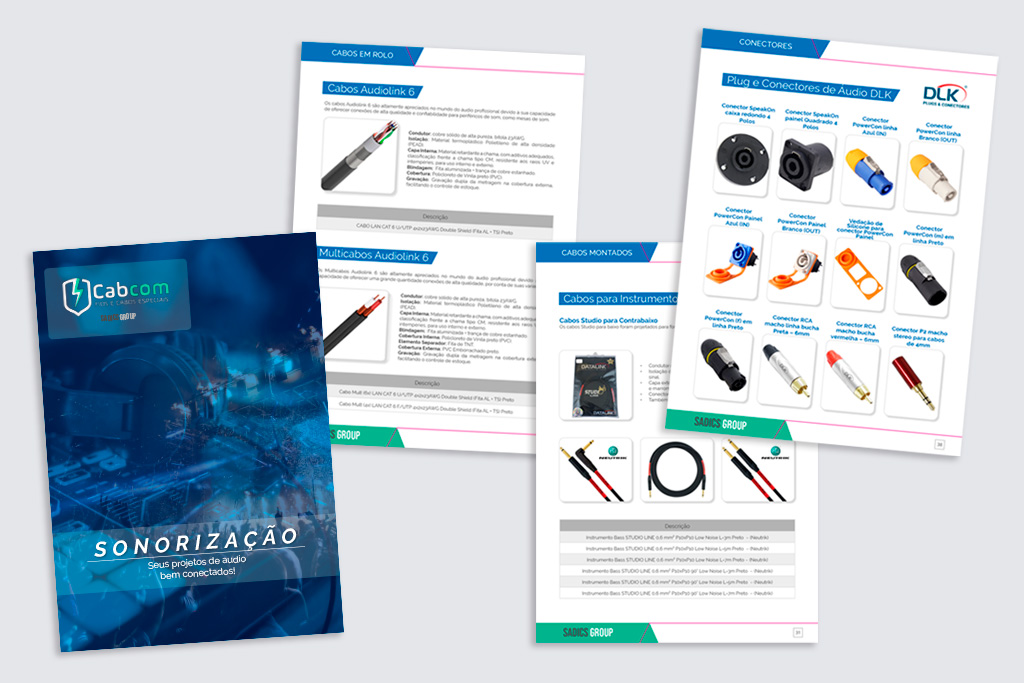 catálogo digital cabos projeto de audio e sonorização